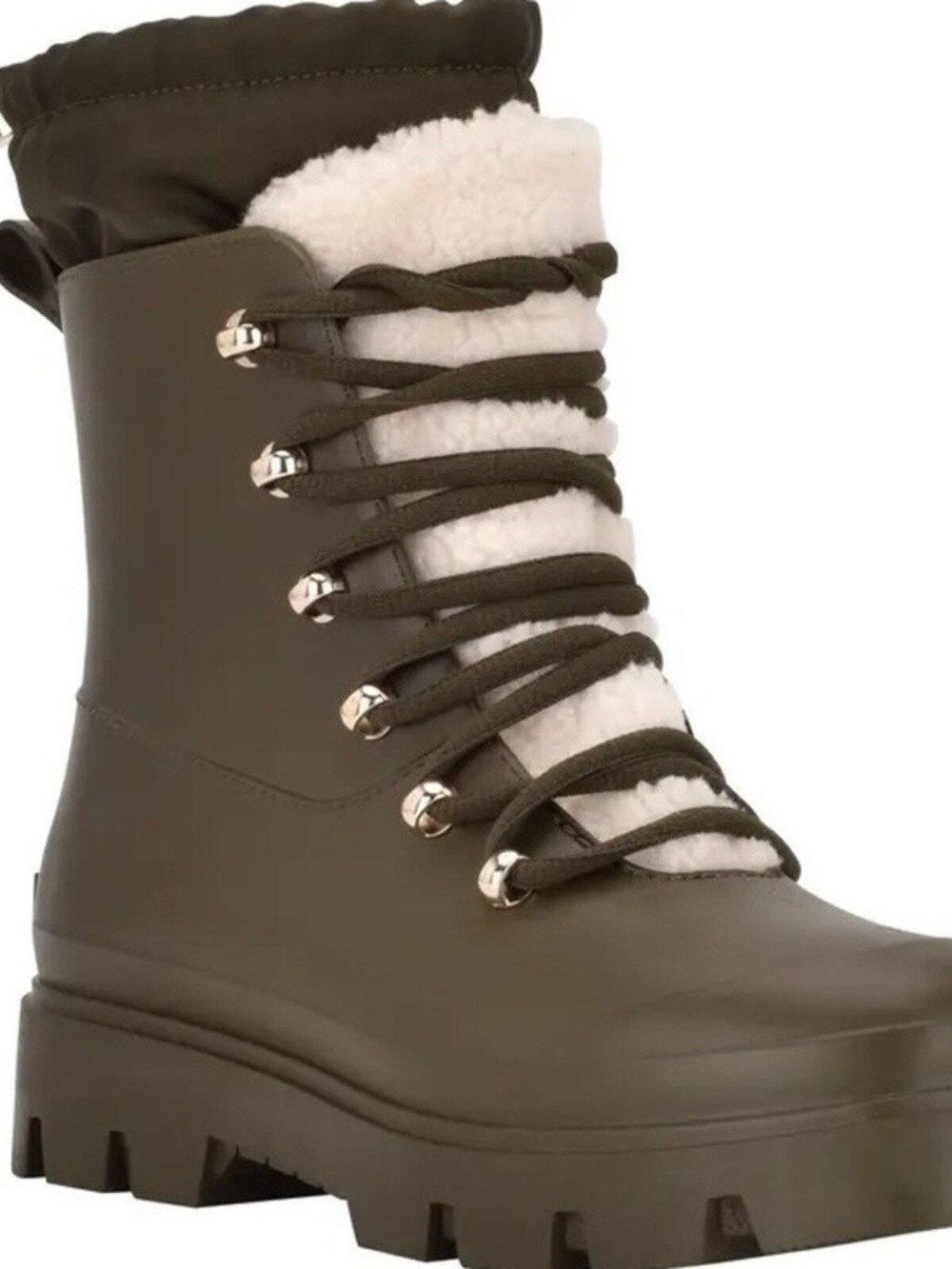 Marc Fisher Freely Waterproof Lace-Up Lug Sole Boot Dark Green